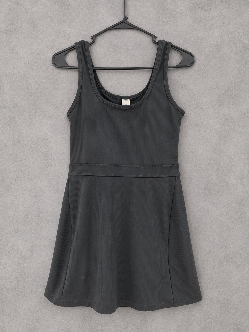 Fabletics Charcoal Ribbed Tank Mini Dress with Built in Shorts